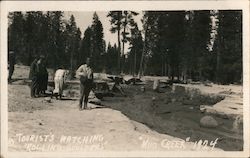 Tourist's Watching "Rolling Boulders" - "Mud Creek" 1924 McCloud, CA Postcard Postcard Postcard