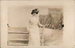 Studio Photo, Woman at Cliff House San Francisco, CA Postcard Postcard Postcard