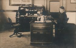 Man at Desk, Typewriter Postcard