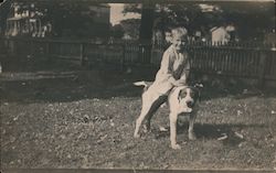 Little Boy Riding a Dog Dogs Postcard Postcard Postcard