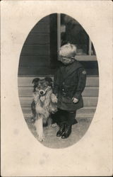 Little Boy & Dog Dogs Postcard Postcard Postcard