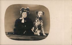 Girl with Dalmatian Dog Postcard