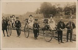 Maiko Geisha Japanese Girls in Rickshaws Postcard Postcard Postcard