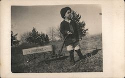 Little Boy with Wagon Postcard