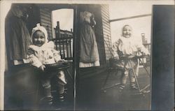 Two Pictures of Toddler Dressed in White Postcard