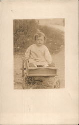 Little Girl in White Outfit Sitting in Wagon Girls Postcard Postcard Postcard