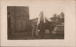 Woman with Milking Pail, Cow Postcard