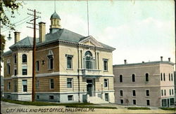 City Hall and Post Office Hallowell, ME Postcard Postcard