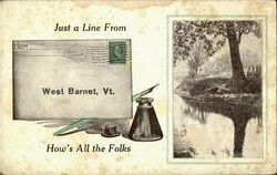 Just a Line From West Barnet, Vt. How's All the Folks Postcard