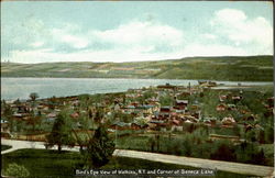 Bird'S Eye View Of Watkins, N.Y. And Corner Of Seneca Lake Watkins Glen, NY Postcard Postcard