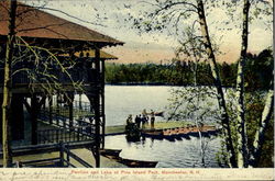 Pavilion And Lake At Pine Island Park Postcard