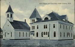 M.E. Church and Town Hall Postcard