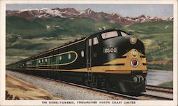 The Diesel-Powered Streamlined North Coast Limited Trains, Railroad Postcard Postcard Postcard