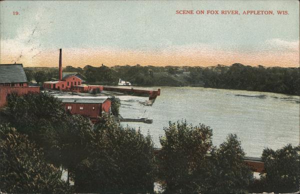 Scene On Fox River Appleton WI Postcard   Card00632 Fr 