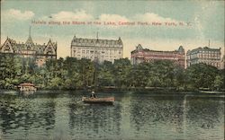 Hotels along the Shore of the Lake, Central Park Postcard