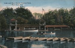 Lake and Boat House, Central Park New York, NY Postcard Postcard Postcard