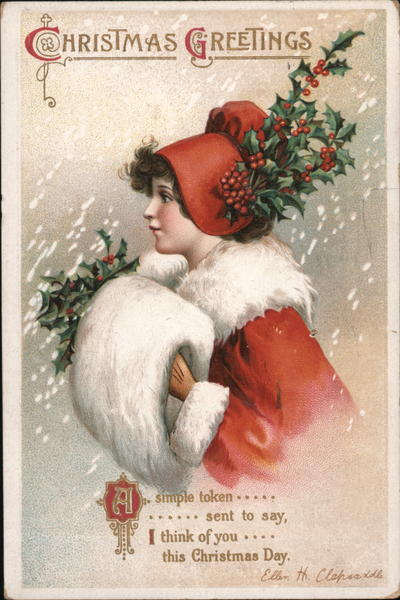 Christmas Greetings Children Ellen Clapsaddle Postcard