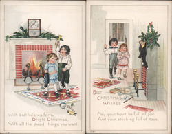 Set of 2: Children on Christmas Postcard Postcard Postcard