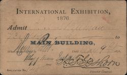 Admission Ticket to 1876 Centennial Exposition Philadelphia, PA Ephemera Ephemera Ephemera