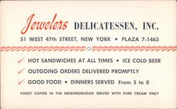 Jewelers Delicatessen New York, NY Advertising Blotter Blotter Blotter