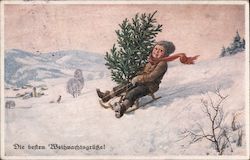 Boy In The Snow - Die Beften Weihnartsgrubel Children Postcard Postcard Postcard