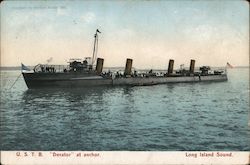 U.S.T.B. "Decator" at anchor Postcard