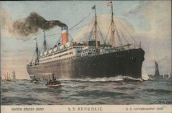 S.S. Republic - U.S. Government Ship Boats, Ships Postcard Postcard Postcard