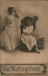 Ice Cream Maker Man And Two Women - The Melting Point Couples Postcard Postcard Postcard