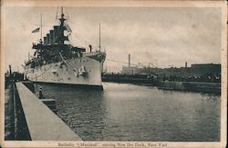 Battleship "Maryland" entering New Dry Dock, Navy Yard Boats, Ships Postcard Postcard Postcard