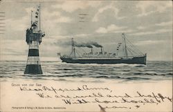 Ship In The Ocean - Gruss Von Der See Boats, Ships Postcard Postcard Postcard