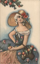 Woman Under The Apple Tree Artist Signed Sofia Chiostri Postcard Postcard Postcard