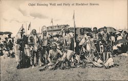 Chief Running Wolf and Party of Blackfoot Braves Postcard