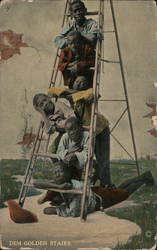 Dem Golden Stairs - Boys on Ladder Postcard