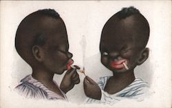 Young Boys Smoking a Cigarrete Black Americana Postcard Postcard Postcard