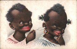 A Boy Tickles a Little Girl Ear Postcard