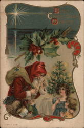 Best Christmas Wishes Santa Children Postcard