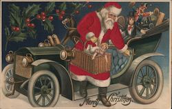 Santa Delivering Toys in a Car Santa Claus Postcard Postcard Postcard