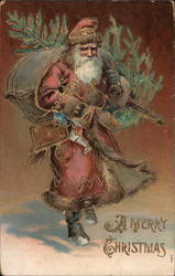 A Merry Christmas - Santa and Gifts Santa Claus Postcard Postcard Postcard