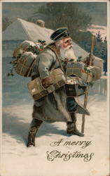 A Merry Christmas Santa and Packages Santa Claus Postcard Postcard Postcard