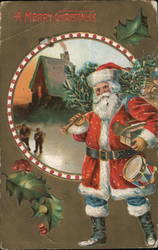 A Merry Christmas - Santa and Toys Postcard