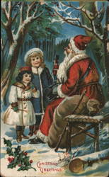 Christmas Greetings - Santa and Children Santa Claus Postcard Postcard Postcard