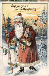 Wishing you a Merry Christmas Santa Claus Postcard Postcard Postcard