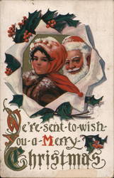 We're Sent to Wish You a Merry Christmas Santa Claus Postcard Postcard Postcard