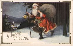 A Joyous Christmas - Santa in the Snow Postcard