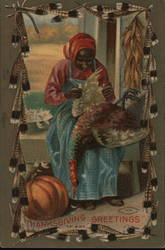 Thanksgiving Greetings - A Lone Woman Women Postcard Postcard Postcard