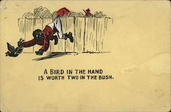 A Bird in the Hand is Worth Two in the Bush Black Americana Postcard Postcard Postcard