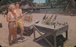 Roasted fish, typical of Puerto Vallarta's beach Postcard