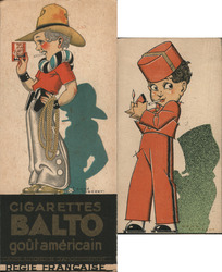 Lot of 2: Balto Gitanes French Cigarettes Advertising Art Deco Trade Cards Ephemera Ephemera Ephemera