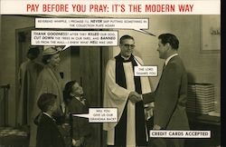 Pay Before You Pray: It's the Modern Way Comic, Funny Postcard Postcard Postcard