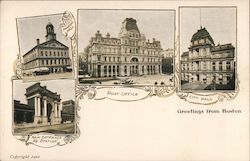 Faneuil Hall, City Hall, Post Office, Main Entrance North Station Postcard